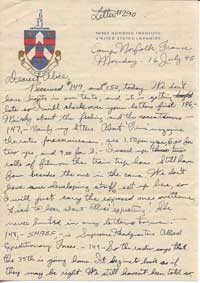 John Ryan letter from Camp Norfolk, France, 7-16-1945