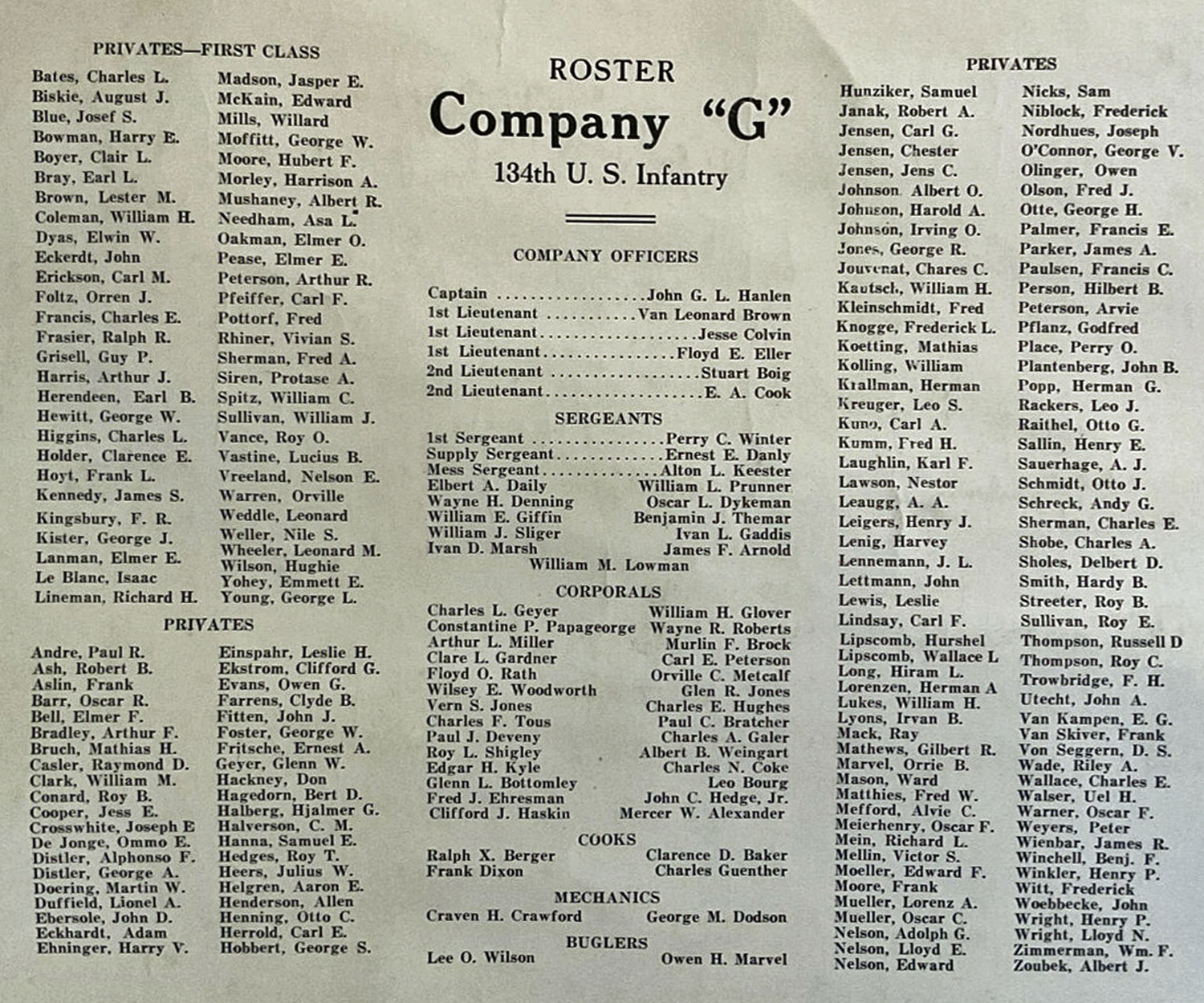 1917 134 Infantry Regiment Company G Poster