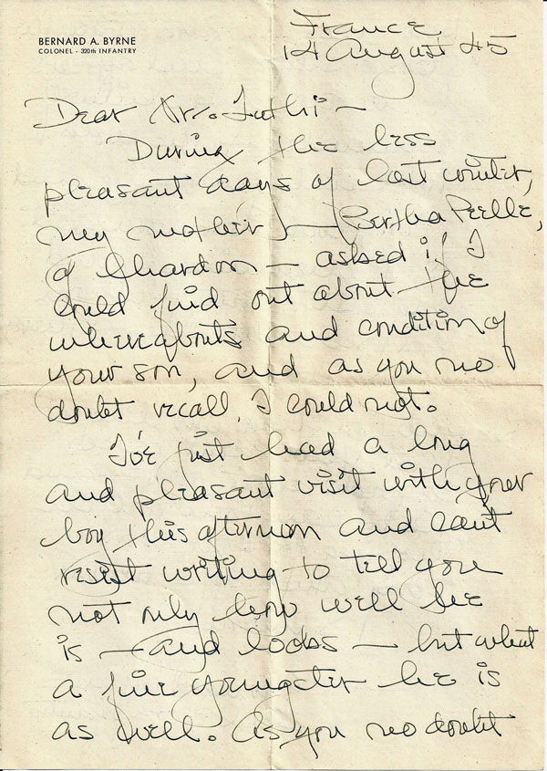 Col Bernard Byrne Letter