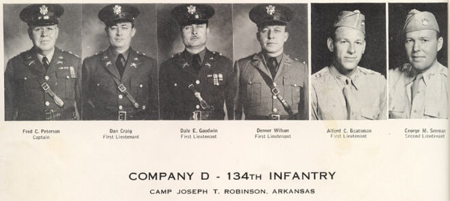 Officers Company D, 134th Infantry Regiment, 1941, Company D, Ft. Robinson, Ark.