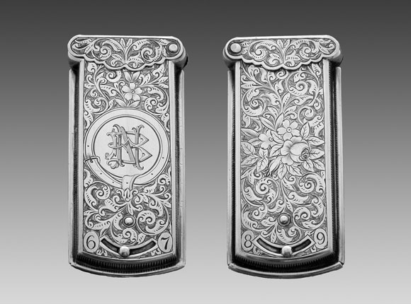 Quadruple Silver
Floral Pattern needle case