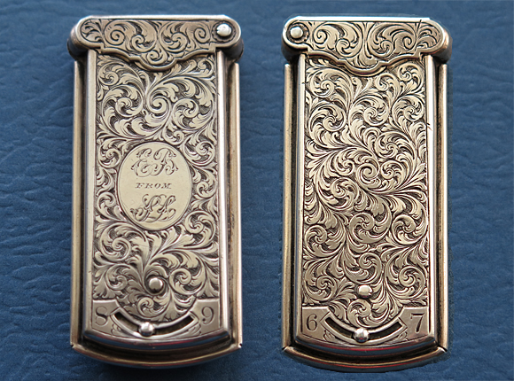 Quadruple Silver 
Floral Pattern needle case
